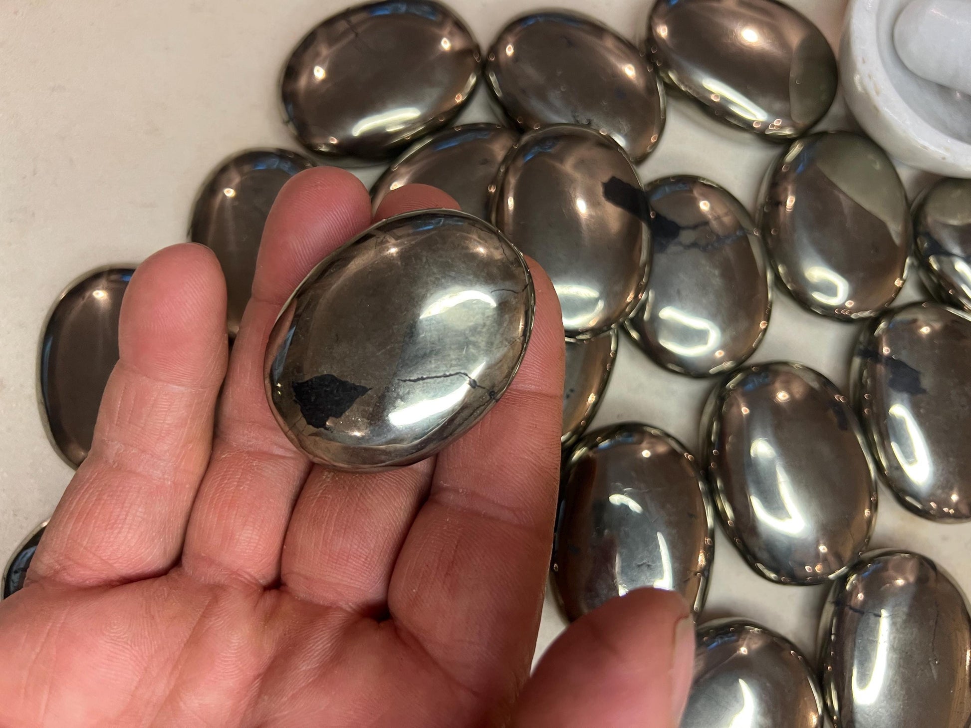 Iron Pyrite Palm Stone: Worry Stone, Stress Relief, Home Decor Home Decor Worry Pocket Stress Anxiety Palm Stone