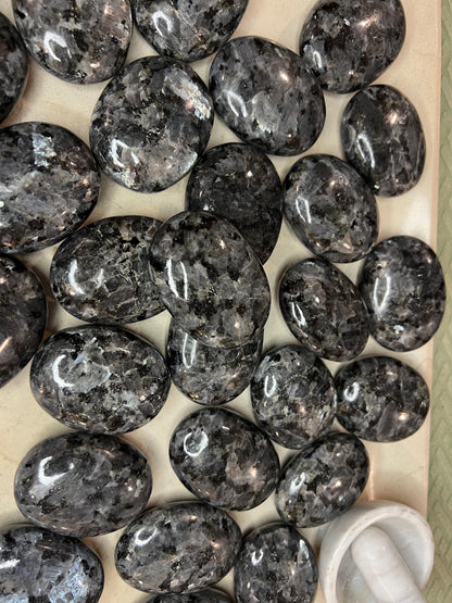 Polished Larvikite Palm Stone: Norwegian Moonstone Worry Stone Home Decor Worry Pocket Stress Anxiety Palm Stone