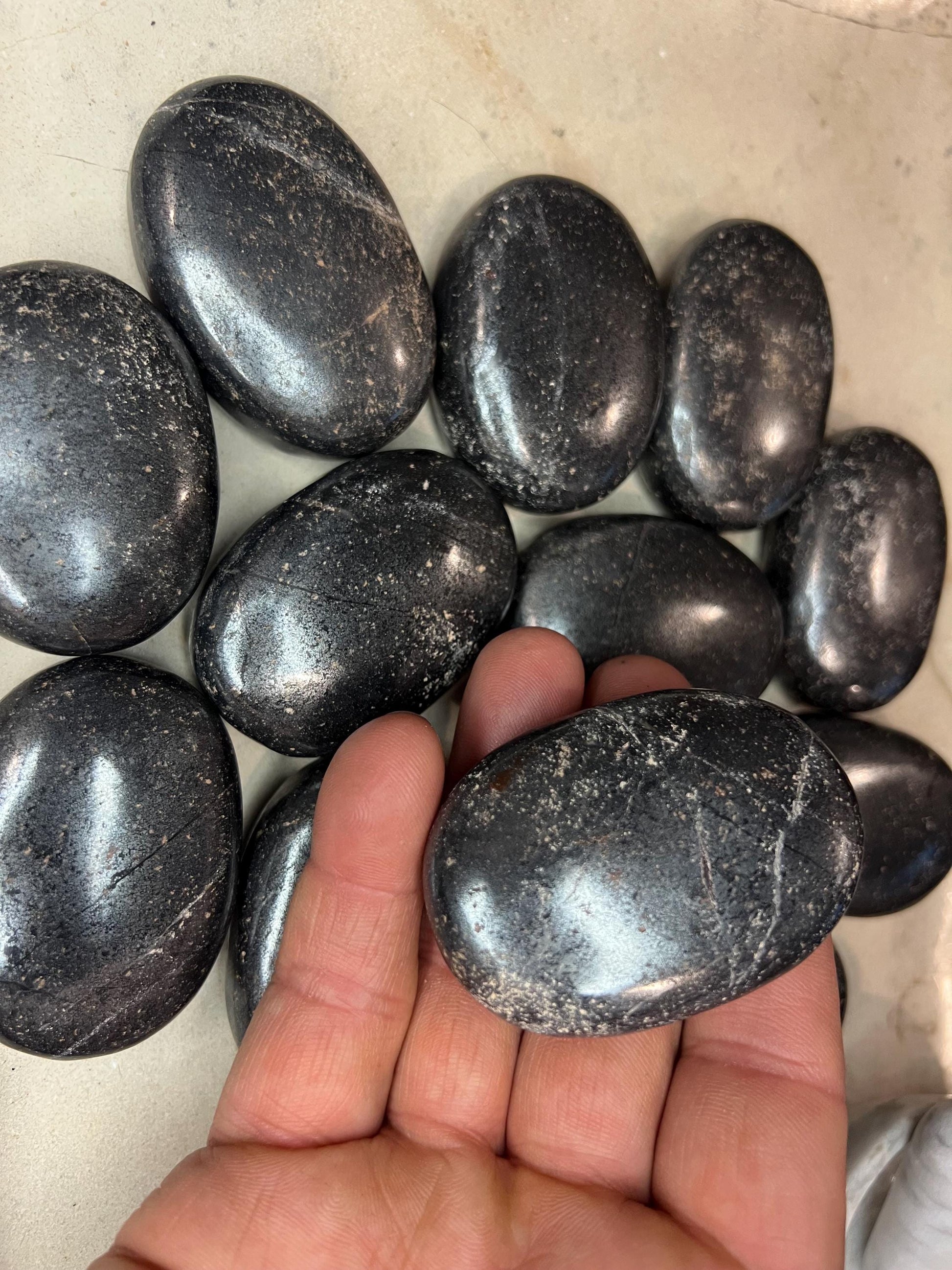 Magnetite Polished Palm Stone Pocket Anxiety Palm Christmas Xmas Anxiety Worry Meditation Home Decor Birthday Xmas Stress Relief Distraction