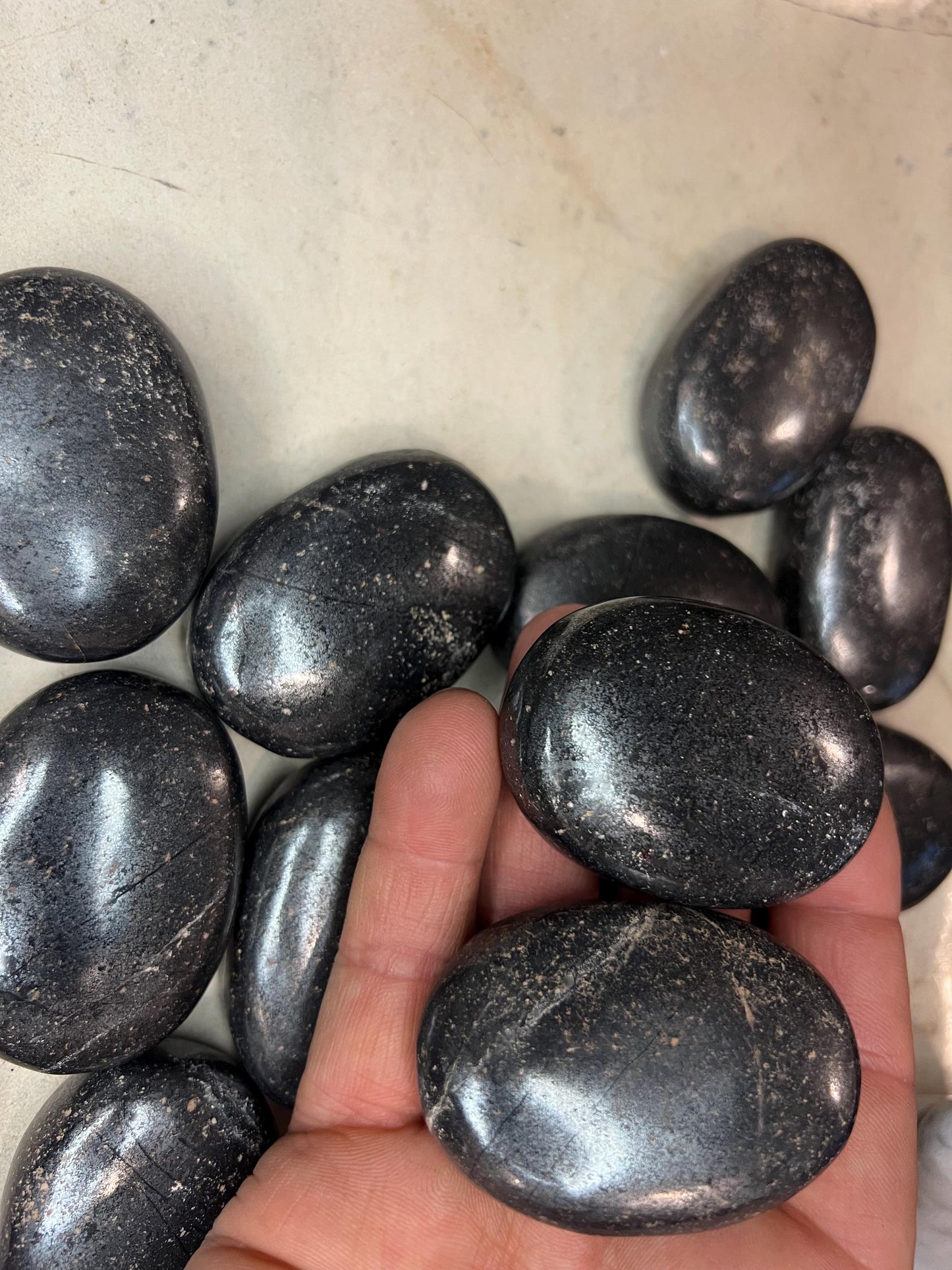 Magnetite Polished Palm Stone Pocket Anxiety Palm Christmas Xmas Anxiety Worry Meditation Home Decor Birthday Xmas Stress Relief Distraction