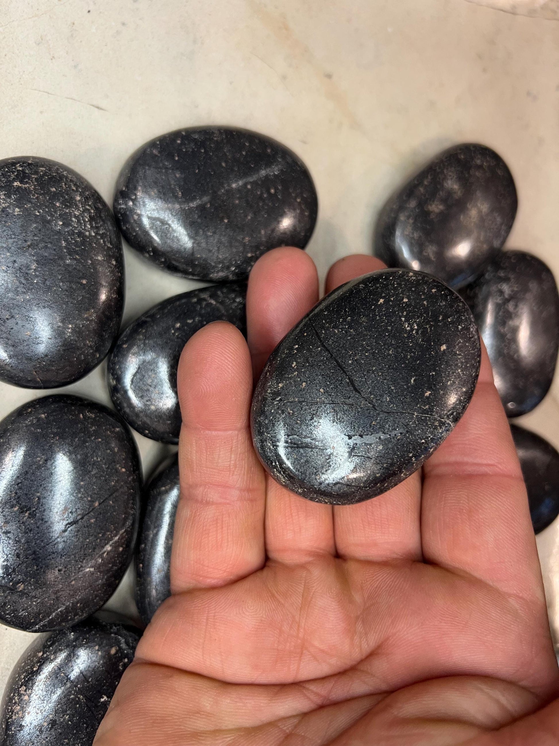 Magnetite Polished Palm Stone Pocket Anxiety Palm Christmas Xmas Anxiety Worry Meditation Home Decor Birthday Xmas Stress Relief Distraction