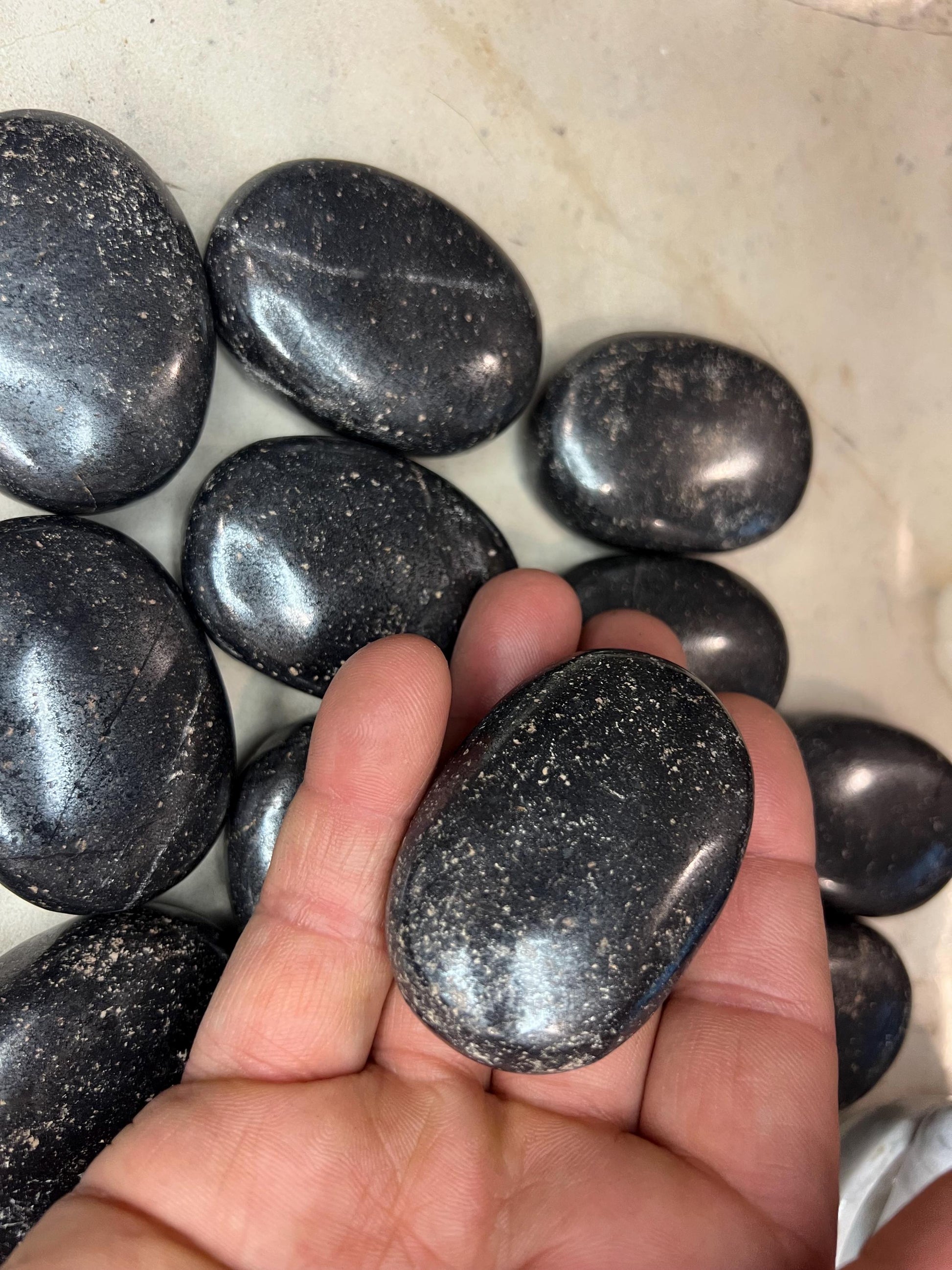 Magnetite Polished Palm Stone Pocket Anxiety Palm Christmas Xmas Anxiety Worry Meditation Home Decor Birthday Xmas Stress Relief Distraction