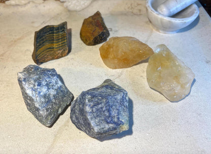 Raw Crystal Power Pack, Aventurine, Tiger Eye, Citrine, Metaphysical Decor