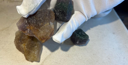 Raw Fluorite Crystal Set: Rainbow, Yellow, Candy - Home Decor