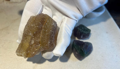 Raw Fluorite Crystal Set: Rainbow, Yellow, Candy - Home Decor