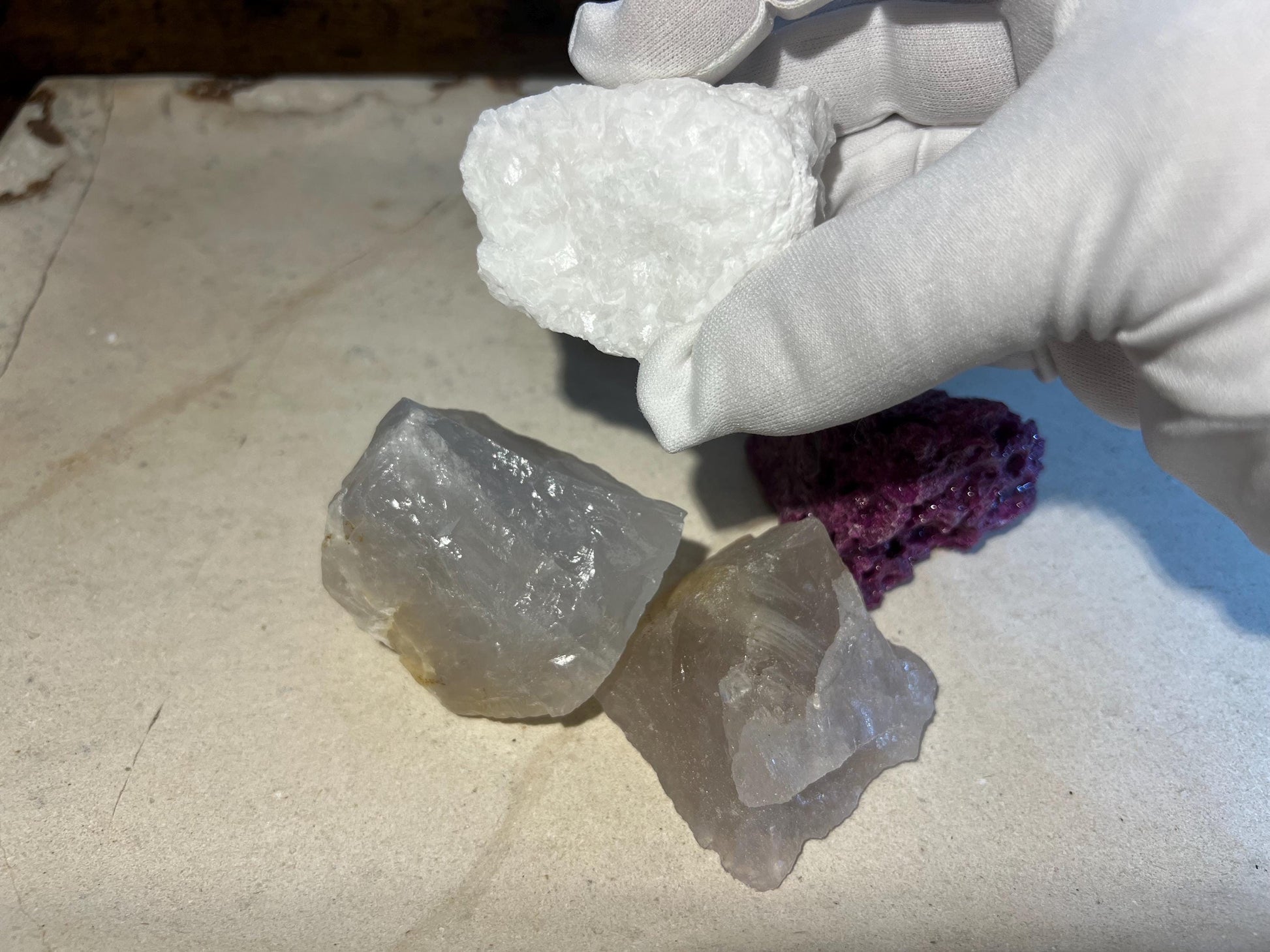 Peace & Courage Crystal Power Pack: Raw Ruby, Blue Quartz, White Jade