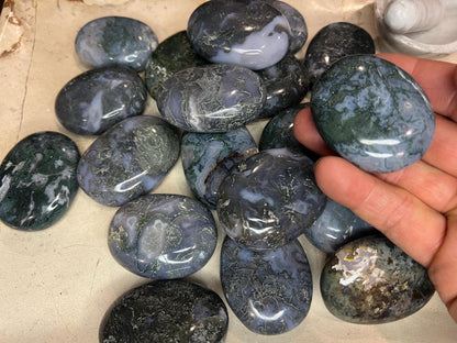Moss Agate Palm Stones: Untreated Crystal for Home Decor & Crafts Home Decor Worry Pocket Stress Anxiety Palm Stone
