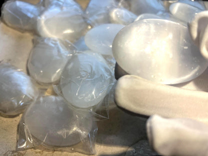Selenite Palm Stone: Smooth Crystal for Anxiety & Relaxation Home Decor Worry Pocket Stress Anxiety Palm Stone