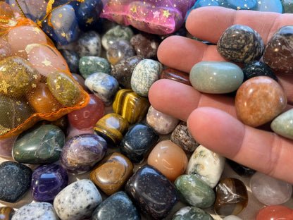 Crystal Confetti: Tumbled Gemstone Mix - Anxiety Relief, Home Decor Home Decor Worry Pocket Stress Anxiety Palm Stone