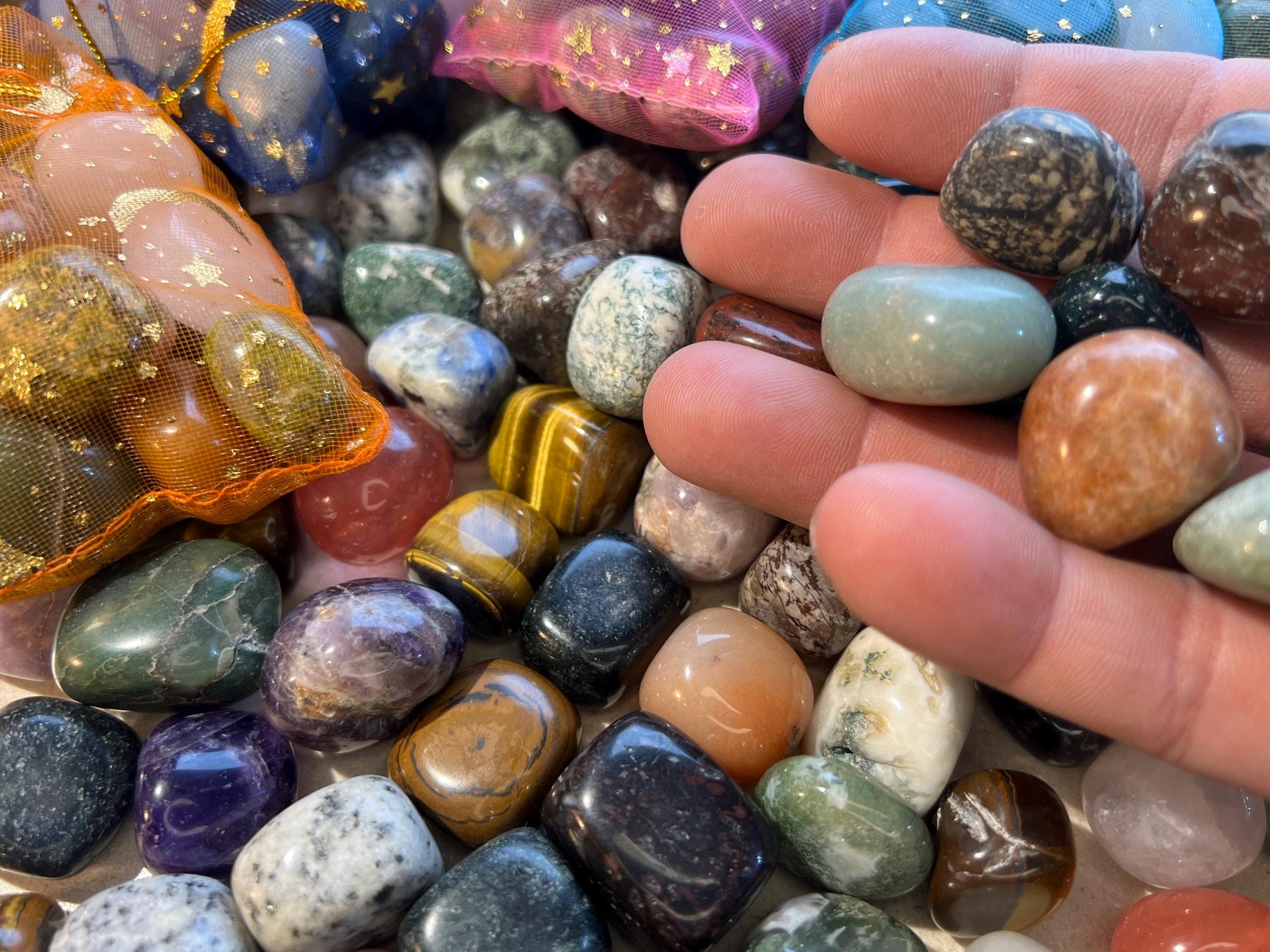 Crystal Confetti Mix: Tumbled Gemstones, Polished Rocks, Anxiety Relief Home Decor Worry Pocket Stress Anxiety Palm Stone