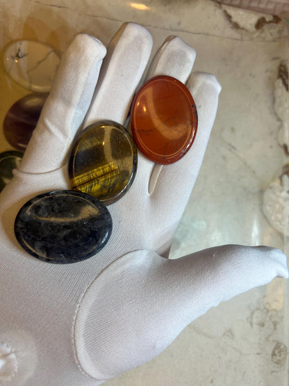 Polished Gemstone Worry Stone: Chakra Palm Stone for Stress Relief