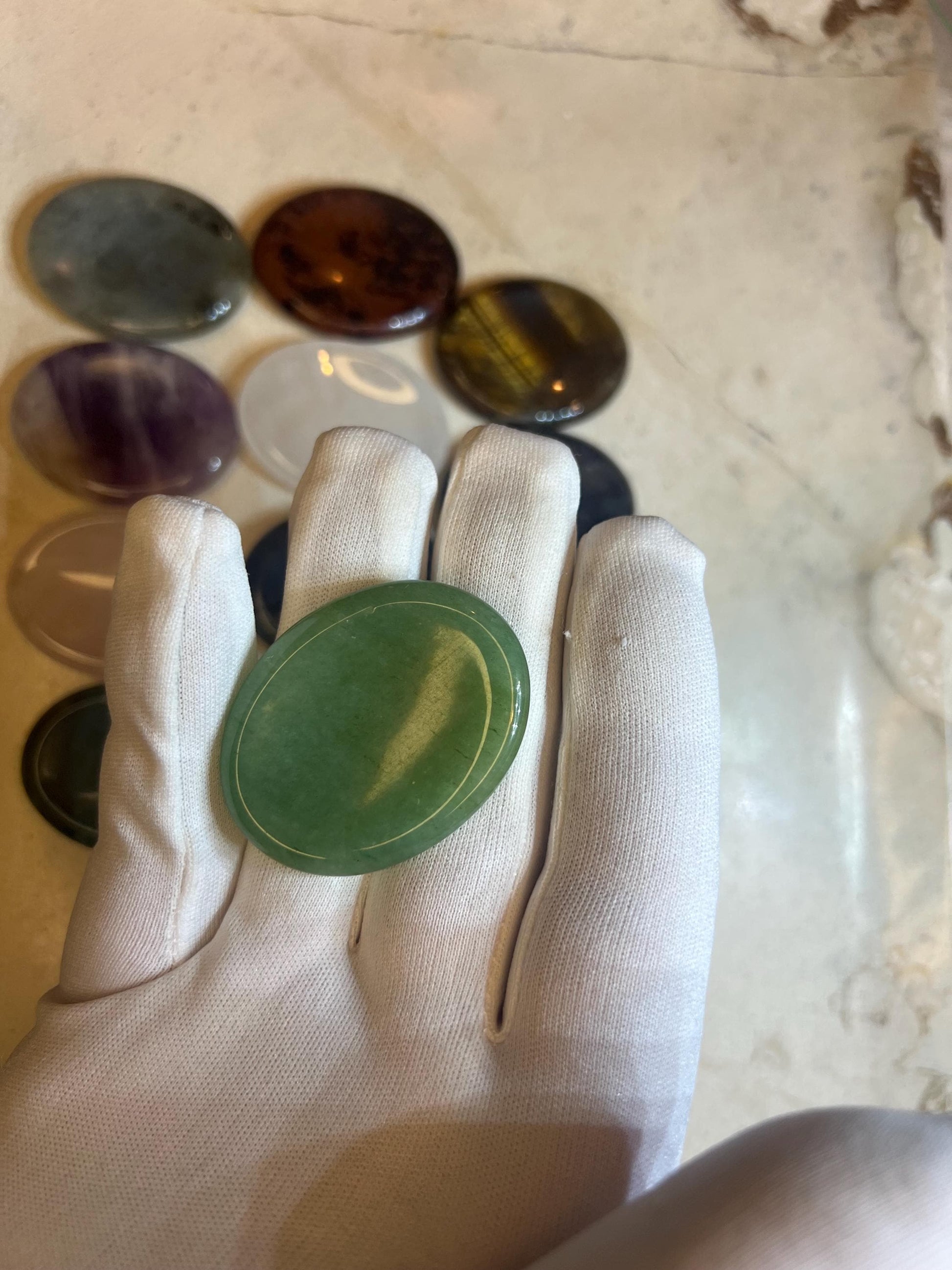 Polished Gemstone Worry Stone: Chakra Palm Stone for Stress Relief