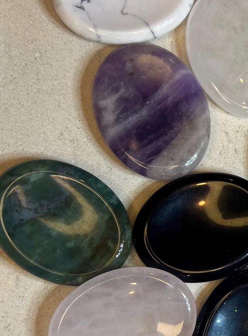 Polished Gemstone Worry Stone: Chakra Palm Stone for Stress Relief