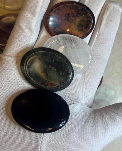 Polished Gemstone Worry Stone: Chakra Palm Stone for Stress Relief