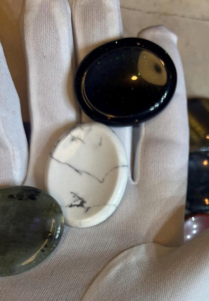 Polished Gemstone Worry Stone: Chakra Palm Stone for Stress Relief