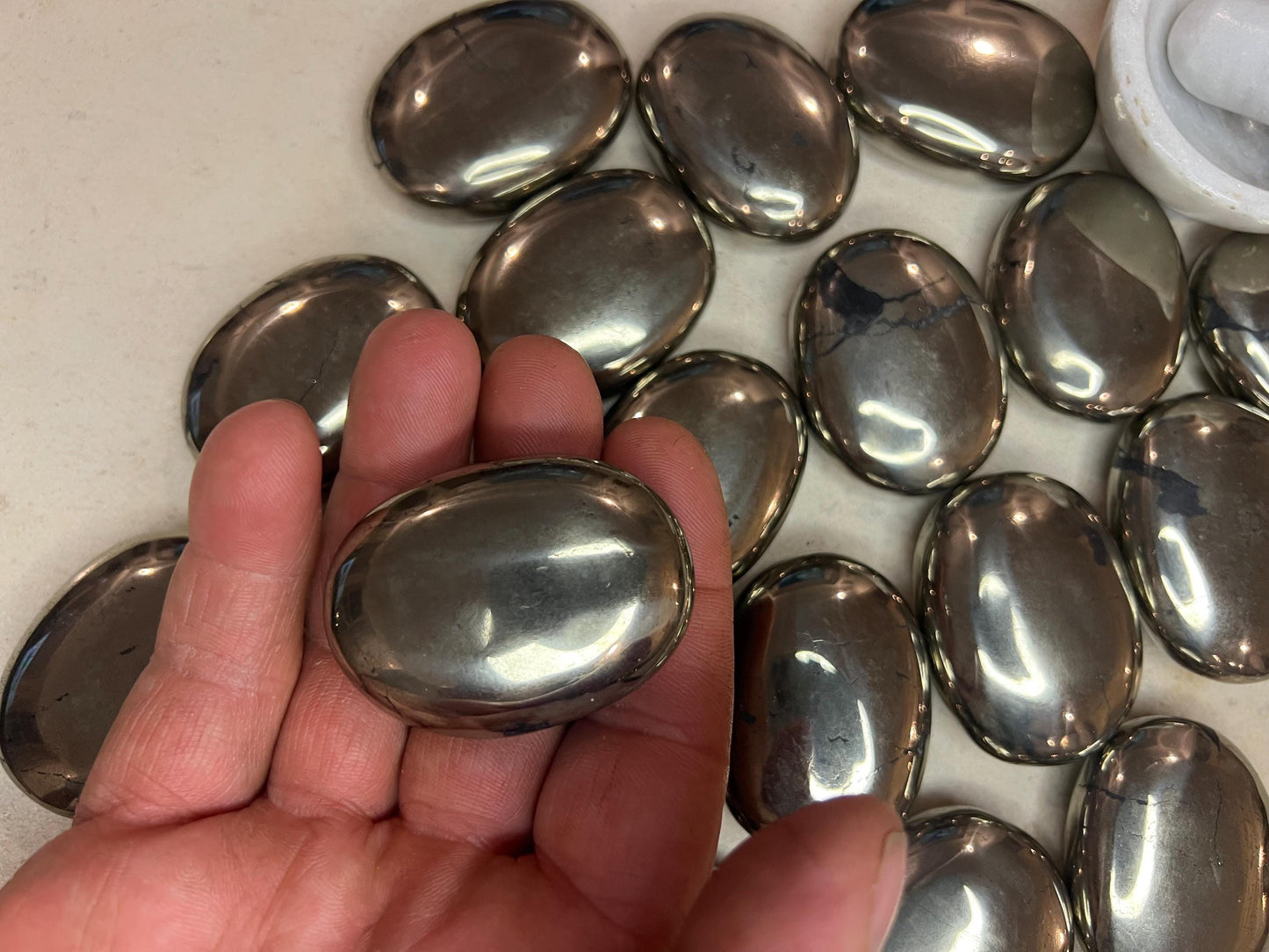 Iron Pyrite Palm Stone: Worry Stone, Stress Relief, Home Decor Home Decor Worry Pocket Stress Anxiety Palm Stone