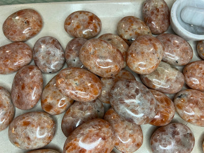 Brazilian Sunstone Palm Stone Natural Crystal Polished Worry Stone Home Decor Anxiety Pocket Distraction Meditation Gift Birthday Christmas