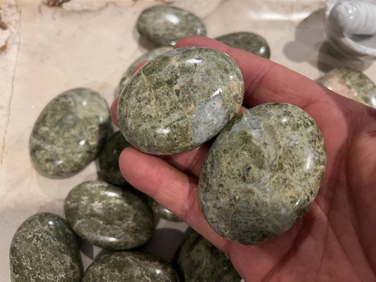 Norwegian Vesuvianite Polished Palm Stone Pocket Anxiety Palm Christmas Xmas Anxiety Worry Meditation Home Decor Birthday Xmas Stress Relief