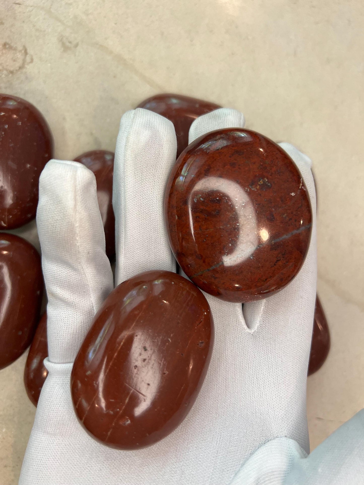Indian Red Jasper Natural Palm Stone Smooth Polished Carved Crystal for Distraction Home Decor Christmas Xmas Meditation