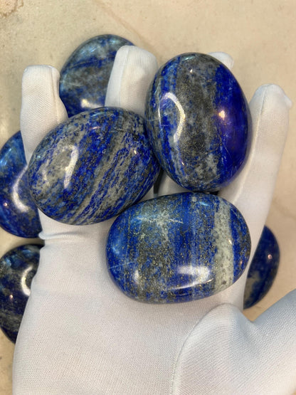 Afghan Lapis Lazuli Palm Stone: Polished Worry Stone, Meditation Decor Home Decor Worry Pocket Stress Anxiety Palm Stone