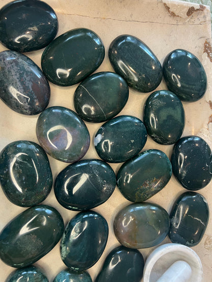 Kathiawar Peninsula India Bloodstone Polished Carved Crystal for Anxiety Relief Palm Stones Pocket Stress Relief Distraction Birthday Gift