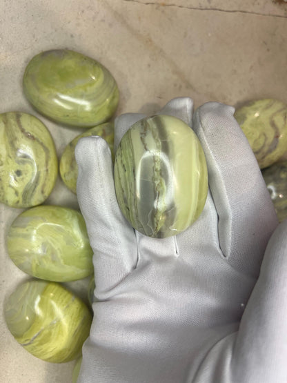 Indian Serpentine Palm Stone: Polished Worry Stone, Meditation Crystal Home Decor Worry Pocket Stress Anxiety Palm Stone