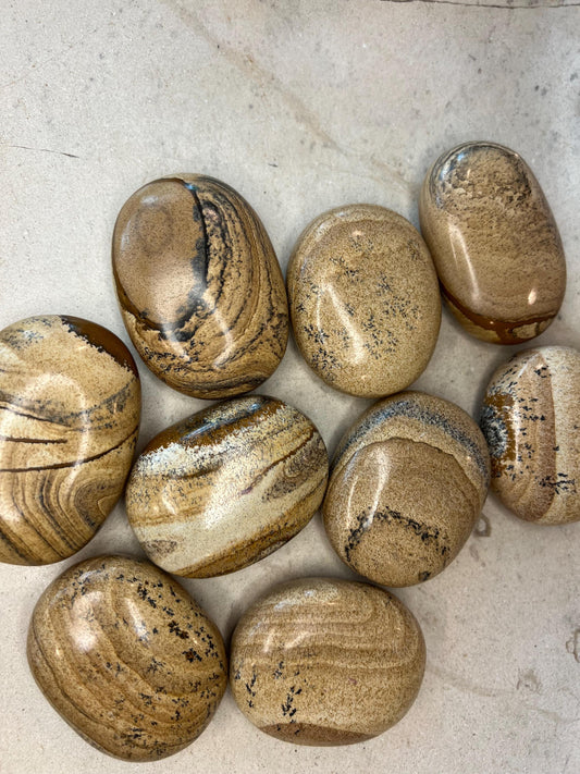 Huge Owyhee Jasper Picture Jasper Natural Palm Stone Smooth Polished Carved Crystal Worry Anxiety Distraction Meditation Christmas Xmas Gift