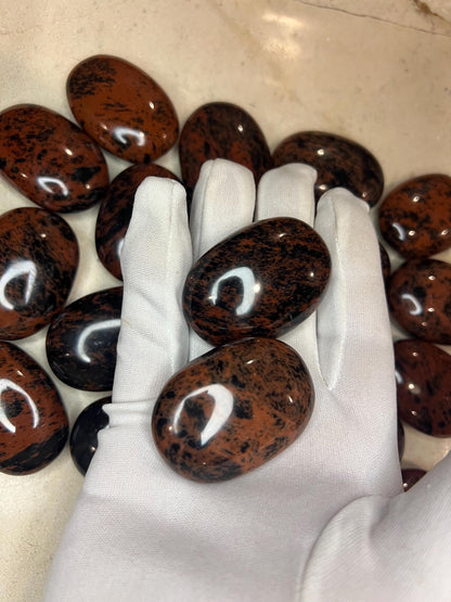 Polished Mahogany Obsidian Palm Stone: Chakra Worry Stone Home Decor Worry Pocket Stress Anxiety Palm Stone