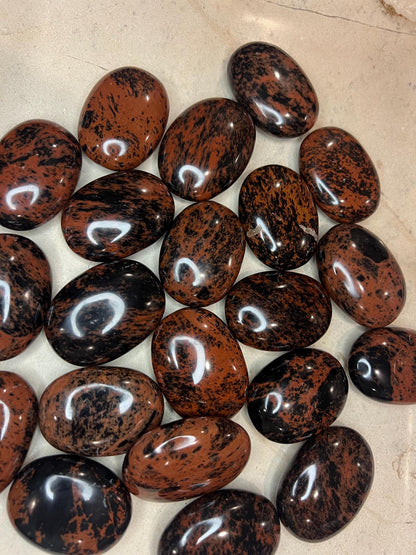 Polished Mahogany Obsidian Palm Stone: Chakra Worry Stone Home Decor Worry Pocket Stress Anxiety Palm Stone