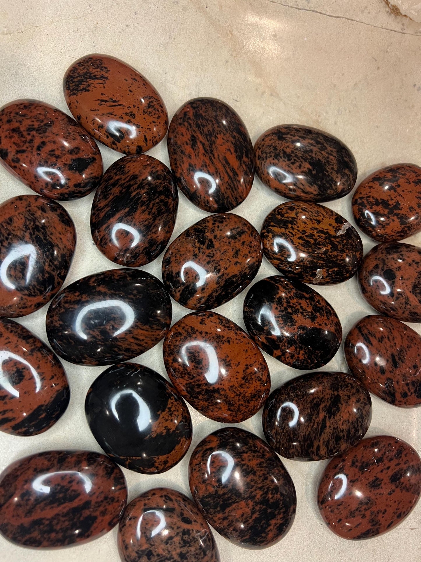 Polished Mahogany Obsidian Palm Stone: Chakra Worry Stone Home Decor Worry Pocket Stress Anxiety Palm Stone