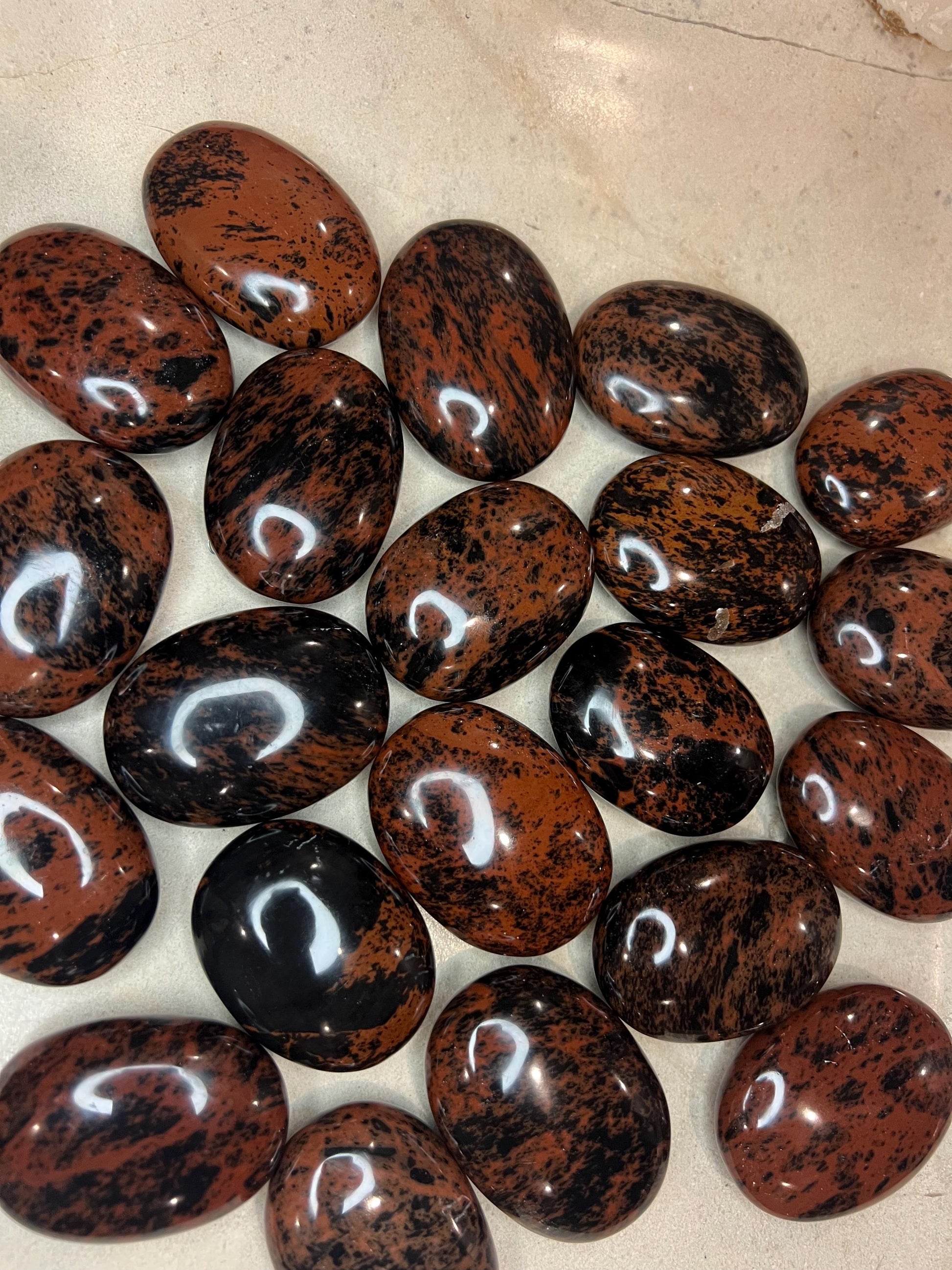 Polished Mahogany Obsidian Palm Stone: Chakra Worry Stone Home Decor Worry Pocket Stress Anxiety Palm Stone