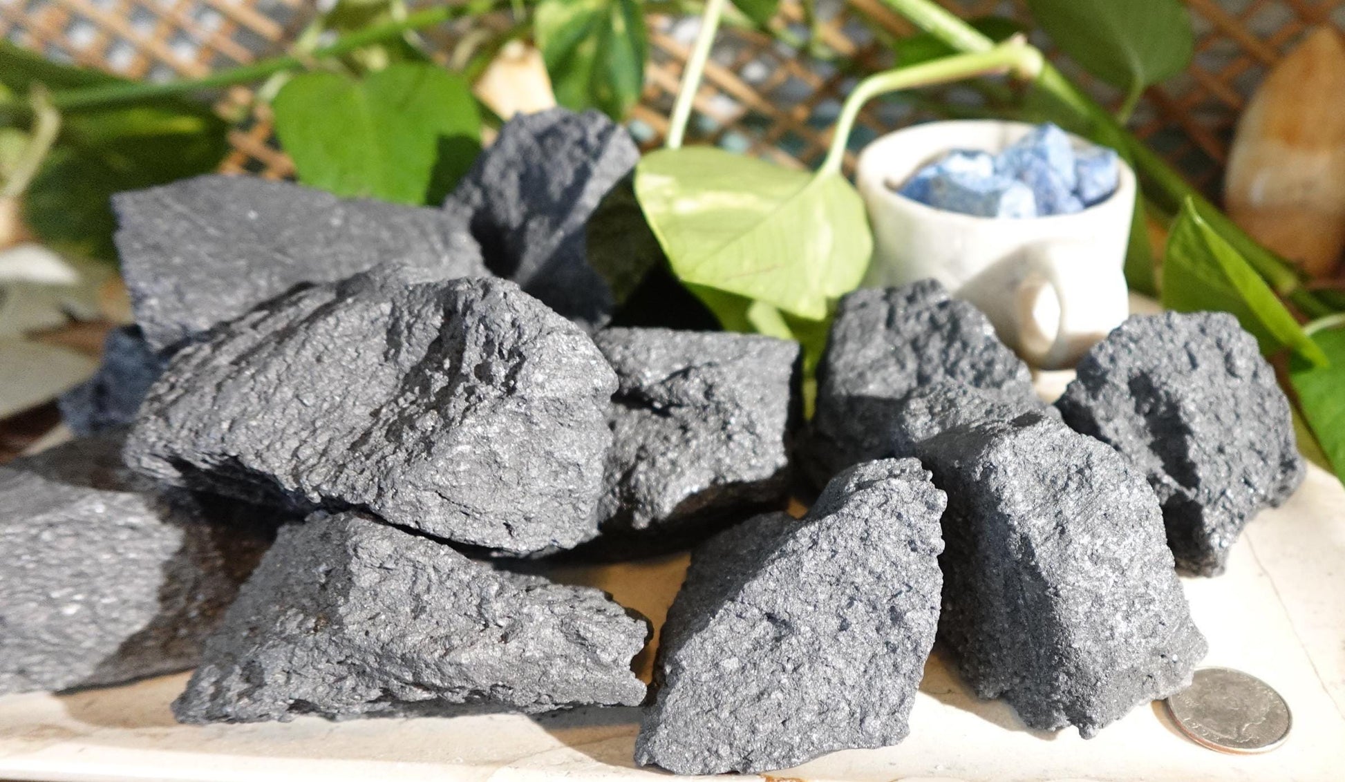 Raw Shungite Crystals: Untreated Carbon Stone, EMF Protection, Home Decor