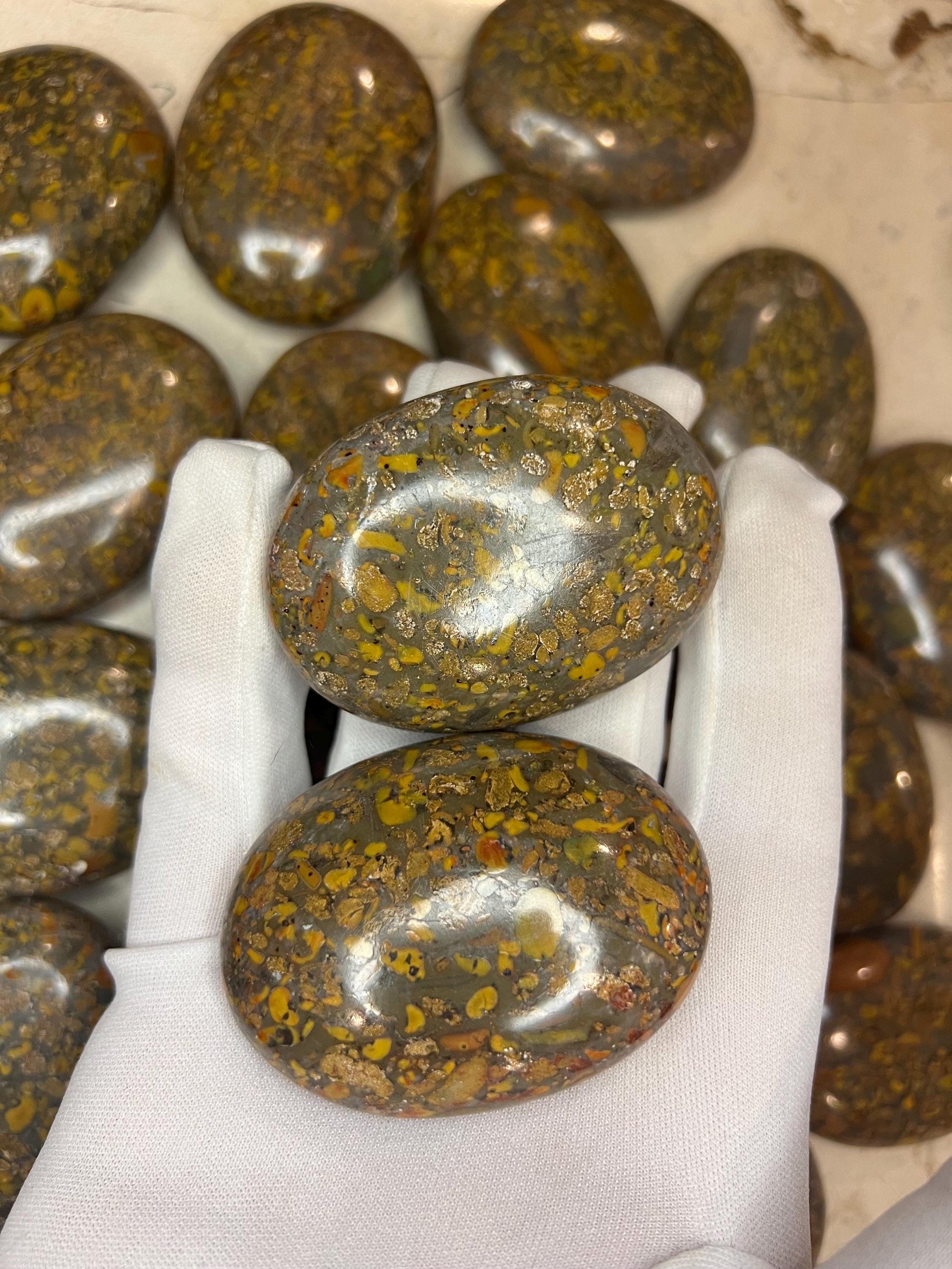 Rajasthan Ajooba Jasper Picture Jasper Natural Palm Stone Smooth Polished Carved Crystal Worry Anxiety Distraction Meditation Christmas Gift