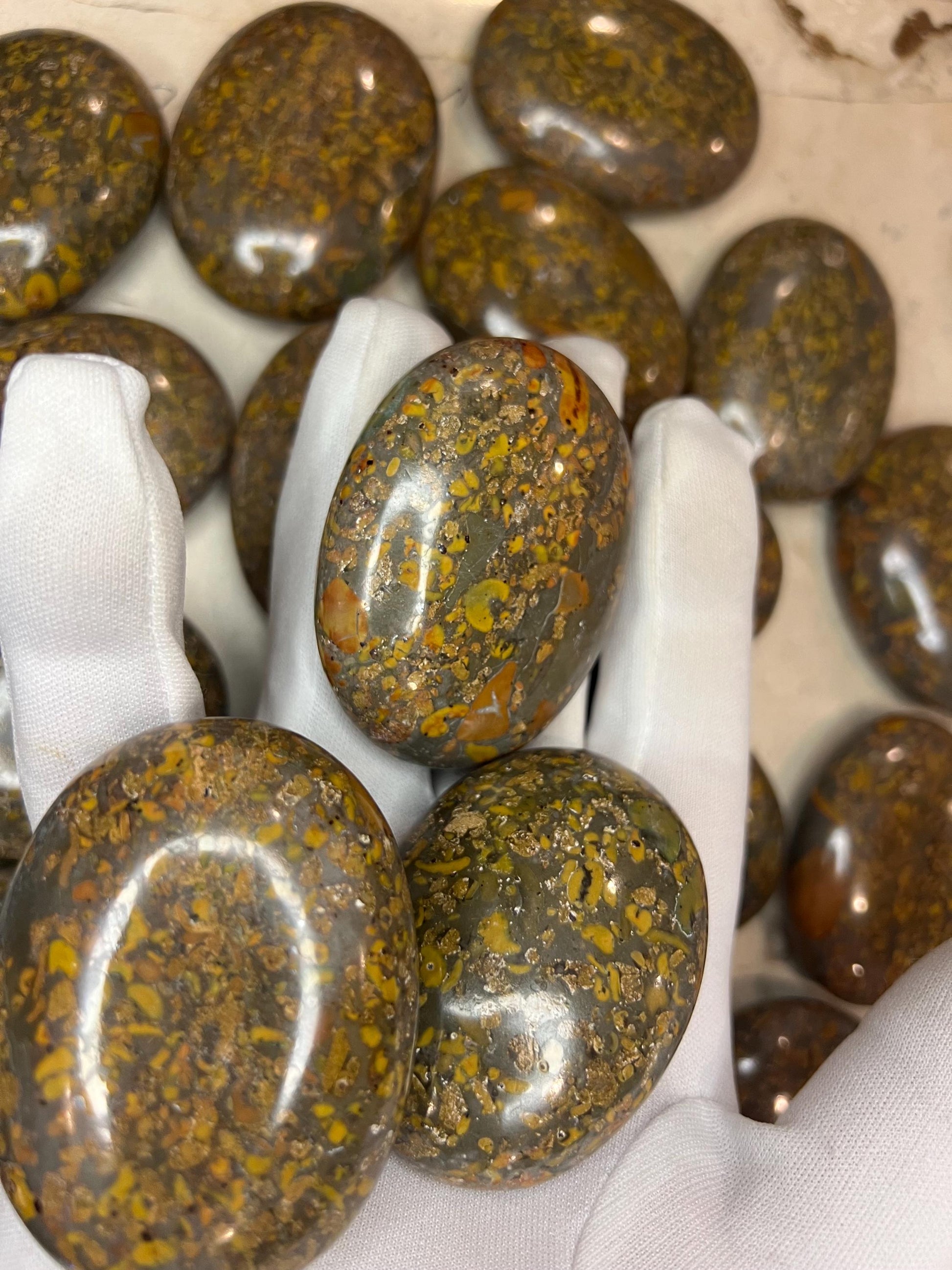 Rajasthan Ajooba Jasper Picture Jasper Natural Palm Stone Smooth Polished Carved Crystal Worry Anxiety Distraction Meditation Christmas Gift