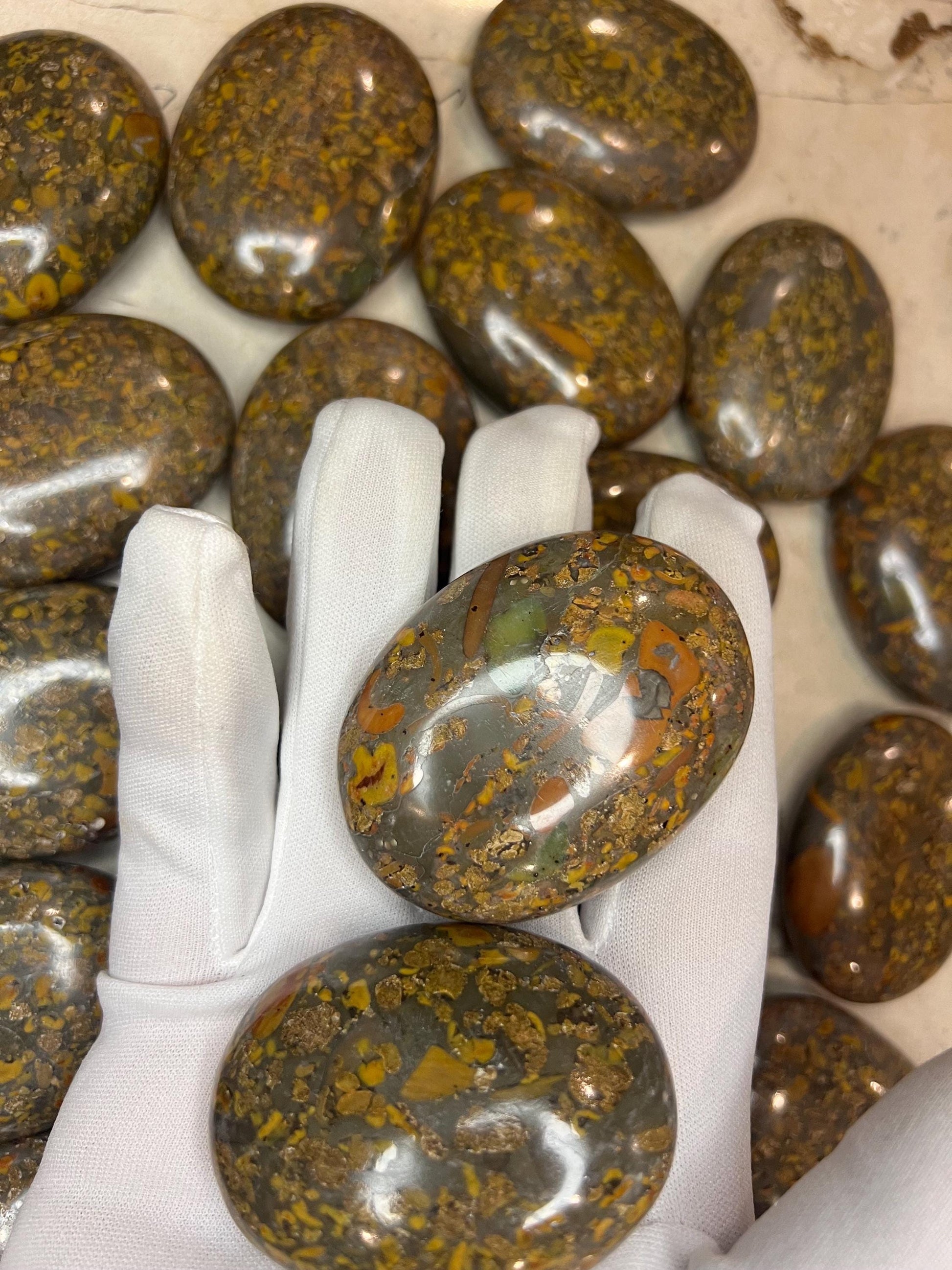 Rajasthan Ajooba Jasper Picture Jasper Natural Palm Stone Smooth Polished Carved Crystal Worry Anxiety Distraction Meditation Christmas Gift
