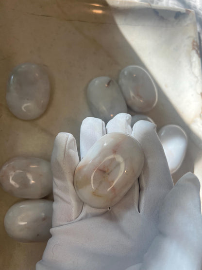 American Snow Agate Palm Stone: Polished Meditation Crystal Home Decor Worry Pocket Stress Anxiety Palm Stone