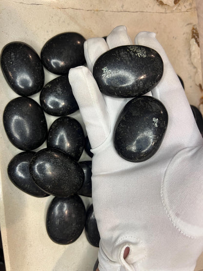 Nuummite Coppernite Palm Stone: Untreated Crystal for Anxiety & Home Decor Home Decor Worry Pocket Stress Anxiety Palm Stone