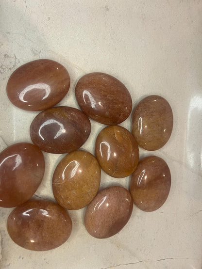 Red Aventurine Palm Stone: Polished Crystal for Anxiety & Meditation Home Decor Worry Pocket Stress Anxiety Palm Stone