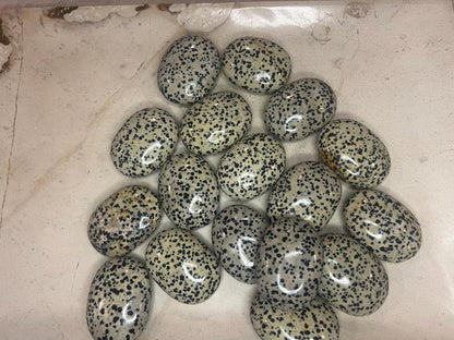 Indian Dalmation Jasper Palm Stone: Smooth Crystal Thumb Stone Home Decor Worry Pocket Stress Anxiety Palm Stone