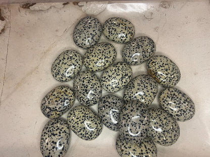 Indian Dalmation Jasper Palm Stone: Smooth Crystal Thumb Stone Home Decor Worry Pocket Stress Anxiety Palm Stone