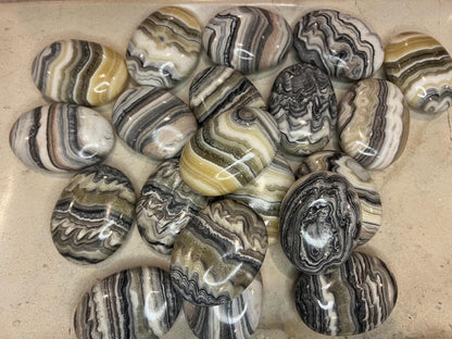 Indian Zebra Calcite Palm Stone: Polished Carved Crystal for Meditation Home Decor Worry Pocket Stress Anxiety Palm Stone