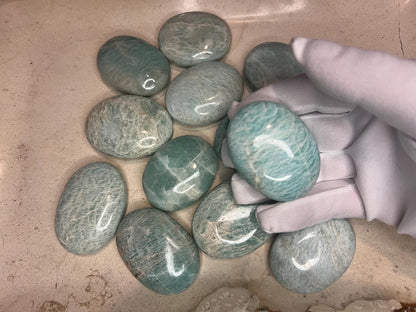 Amazonite Palm Stone: Polished Crystal for Meditation & Anxiety Relief Home Decor Worry Pocket Stress Anxiety Palm Stone