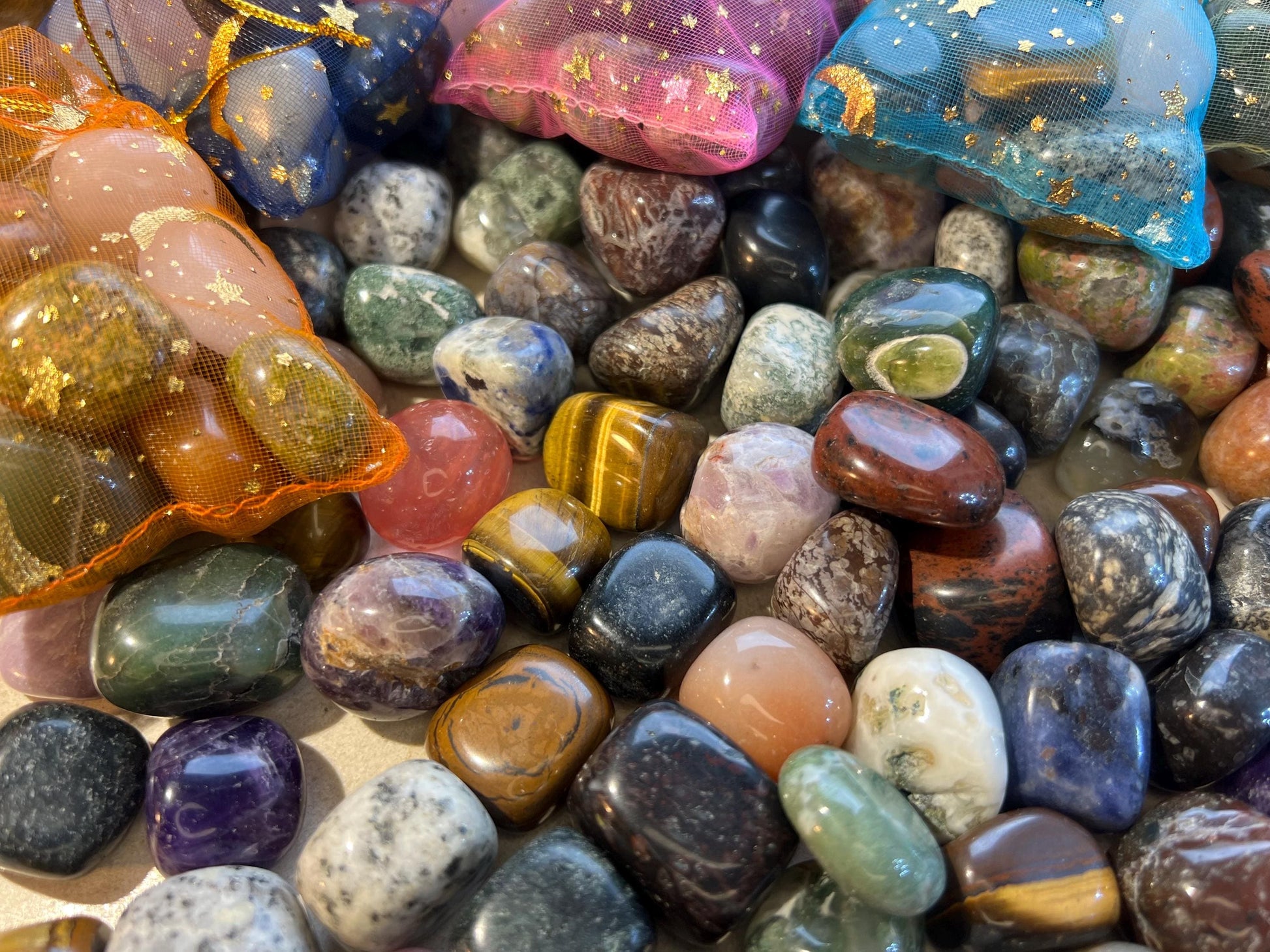 Crystal Confetti Mix: Tumbled Gemstones, Polished Rocks, Anxiety Relief Home Decor Worry Pocket Stress Anxiety Palm Stone