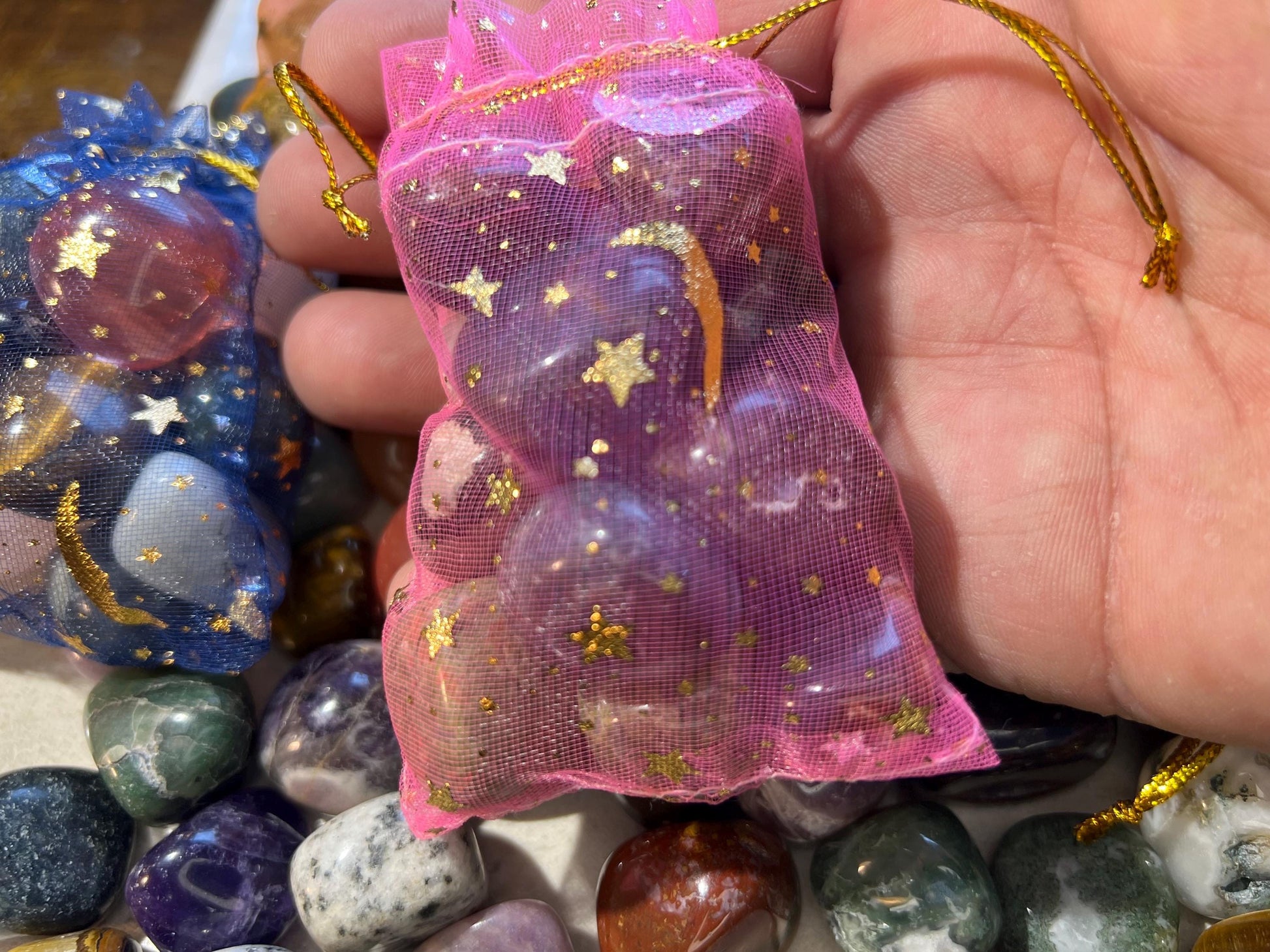 Crystal Confetti Variety Tumble Stones Smooth Anxiety Polished rock tumbled pocket crystal worry palm Home Decor Xmas Christmas Collection