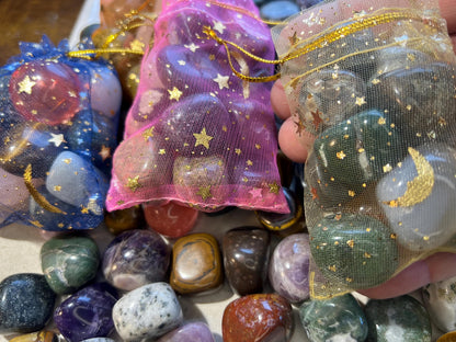 Crystal Confetti Mix: Tumbled Gemstones, Polished Rocks, Anxiety Relief Home Decor Worry Pocket Stress Anxiety Palm Stone