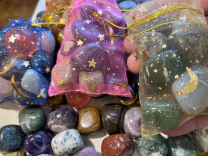 Crystal Confetti: Tumbled Gemstone Mix - Anxiety Relief, Home Decor Home Decor Worry Pocket Stress Anxiety Palm Stone