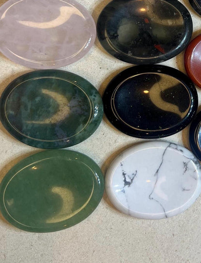 Polished Gemstone Worry Stone: Chakra Palm Stone for Stress Relief