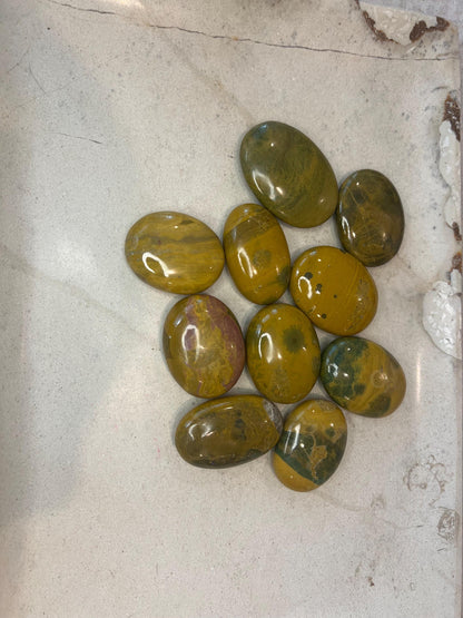 Indian Sea Jasper Palm Stone: Polished Worry Stone, Home Decor Home Decor Worry Pocket Stress Anxiety Palm Stone