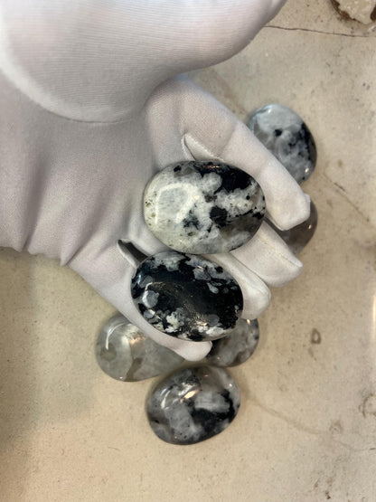 White Moonstone Palm Stone: Polished Crystal for Anxiety Relief Home Decor Worry Pocket Stress Anxiety Palm Stone