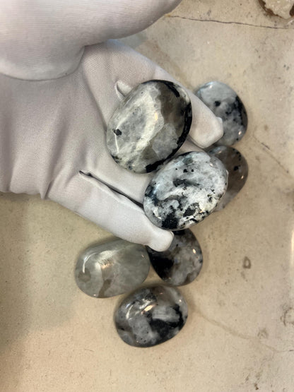 White Moonstone Palm Stone: Polished Crystal for Anxiety Relief Home Decor Worry Pocket Stress Anxiety Palm Stone